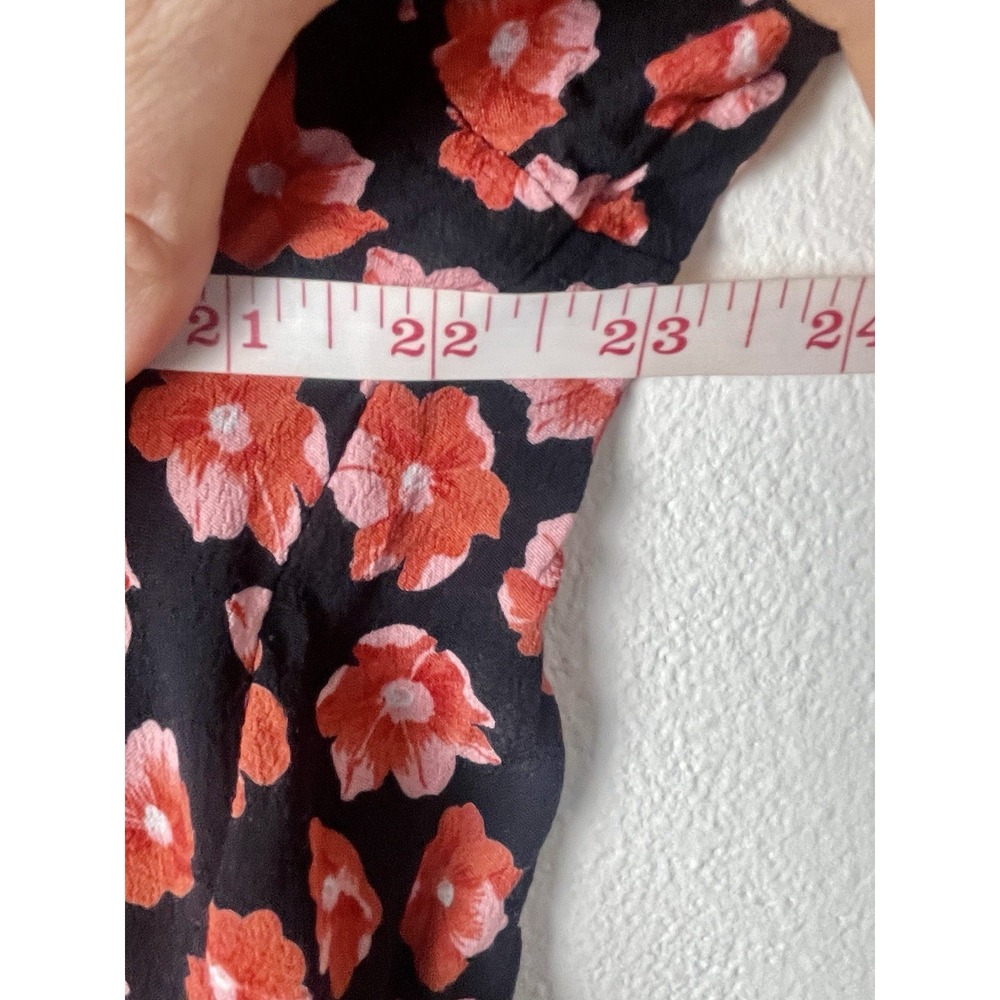 GANNI Floral-Print Button Down Shirt Red‎ Pink Black Size 10 - Picture 14 of 16